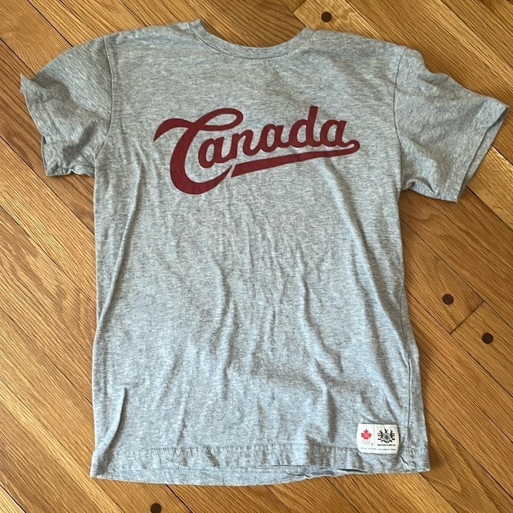 Canada Hudson's Bay Olympics Canada Day Grey Short Sleeve T-Shirt Youth Boys 7 8